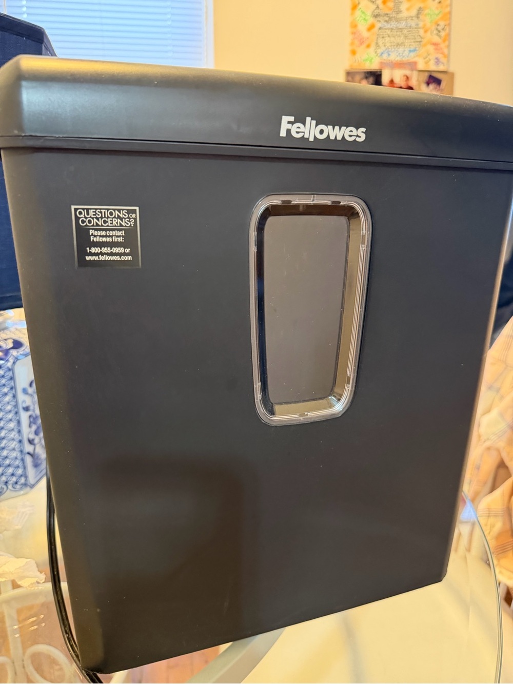 Fellowes paper shredder.